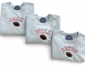 Personalized Kids Varsity Football Sweatshirt, Custom Name Game Day Apparel