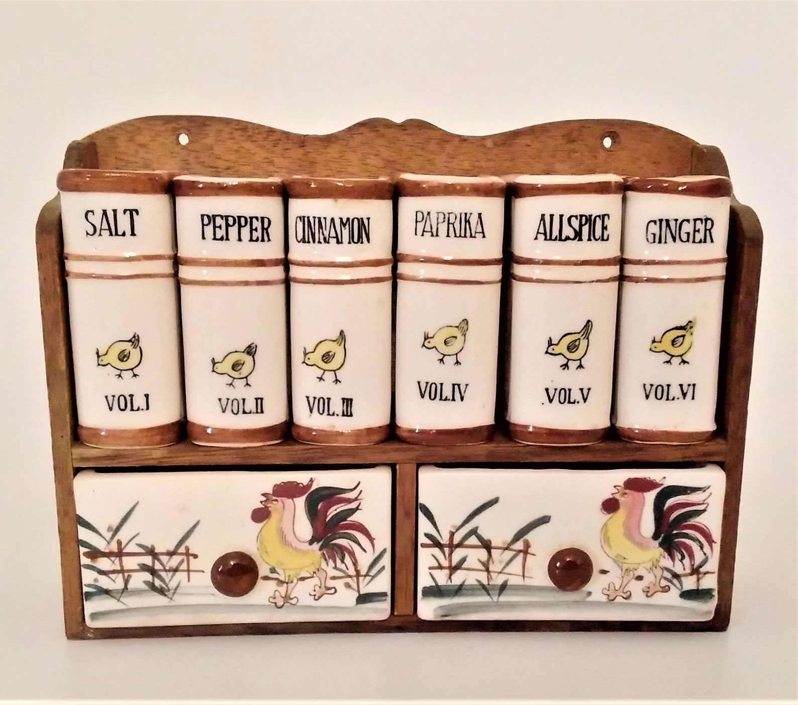 Vintage Spice Rack Library of Book Shaped Spice Jars Shakers Etsy