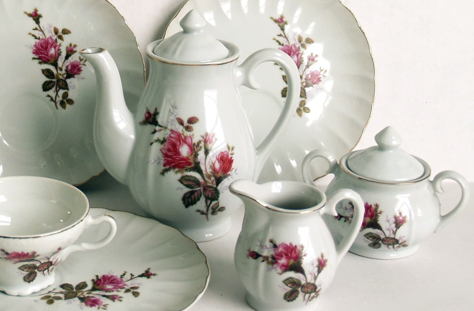 Vintage 1950's Moss Rose Porcelain Tea Set Marked Japan Etsy