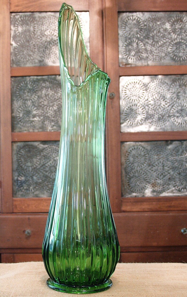 Awesome 23 3/4 Tall Green Ribbed Swung Vase Etsy