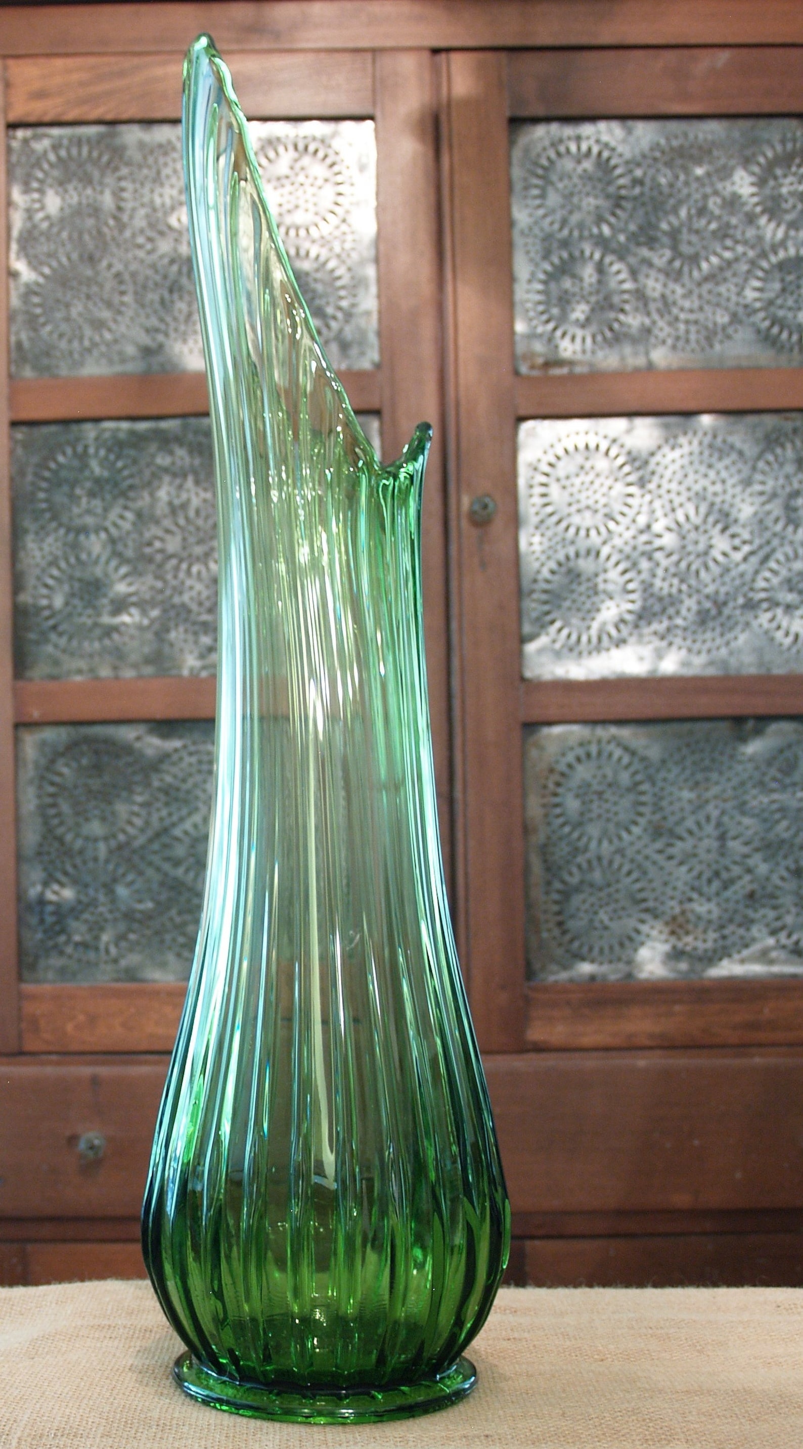 Awesome 23 3/4 Tall Green Ribbed Swung Vase Etsy