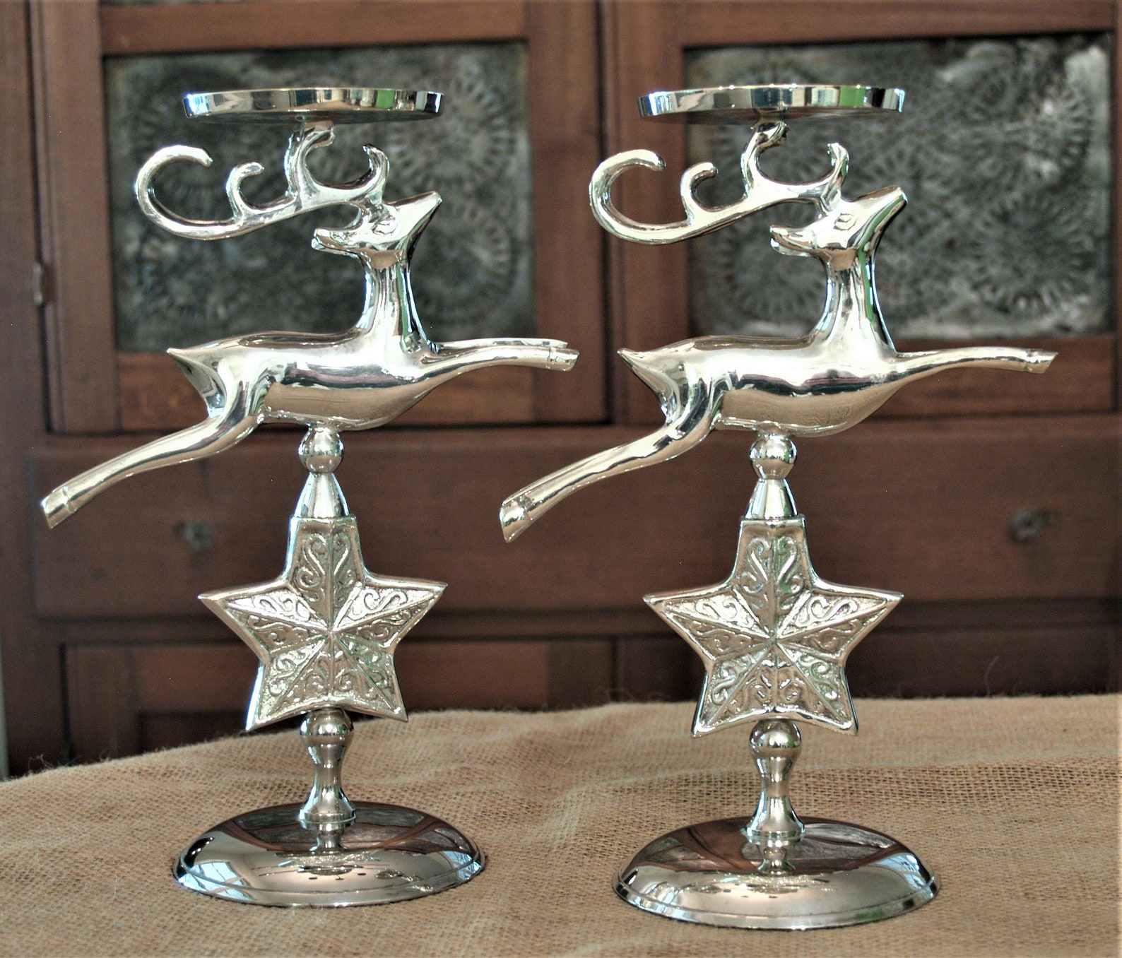 Silver Reindeer Candle Holder