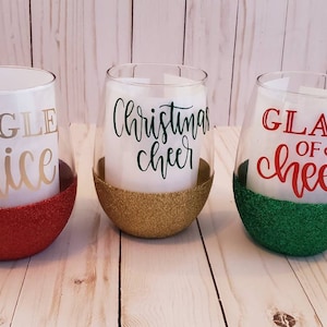 Christmas Glitter Wine Glass