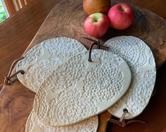 Handmade Ceramic Cheese Board: Rustic White Kitchen Platter