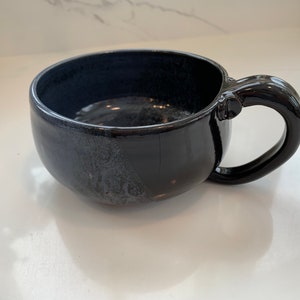 Handmade Blue Glazed Ceramic Mug: 10 Ounce Coffee, Tea, Soup