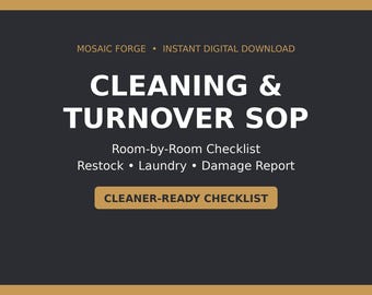 Vacation Rental Cleaning Checklist | STR Turnover SOP, Room Restock Laundry (Digital Download)
