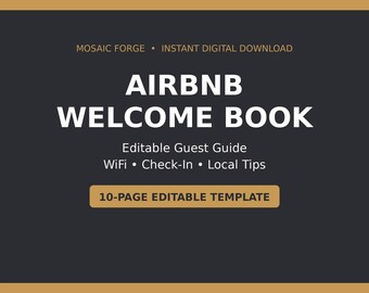Editable Airbnb Welcome Book Template | Guest Guide (Digital Download)