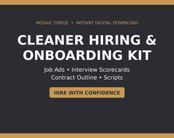 Vacation Rental Cleaner Hiring Kit | Job Ads, Scorecard, Checklist (Digital Download)