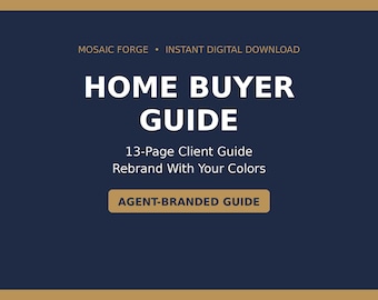 Home Buyer Guide Template | Editable Real Estate Buyer Packet for Agents, First Time Buyer Roadmap, Closing Costs + Checklists