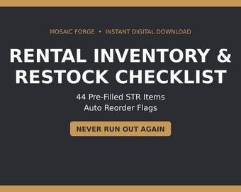 Airbnb Inventory Checklist Spreadsheet | Vacation Rental Restock List with Par Levels and Auto Reorder Flags + Printable Pages