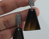 Sterling Silver Cow Horn Earrings Geometrical Art Deco