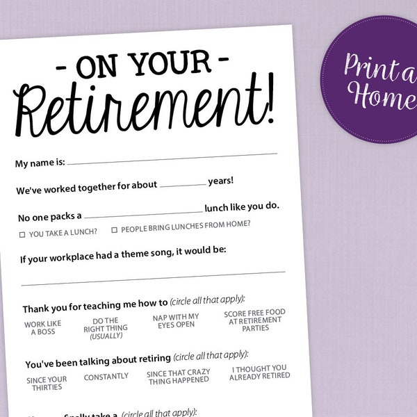 Retirement Card Printable - Etsy