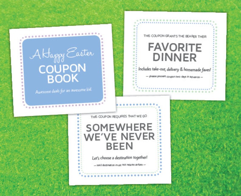 34 Unique Easter Coupons for Kids, Printable PDF image 1