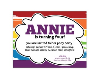 Custom Rainbow Cloud Birthday Invitation