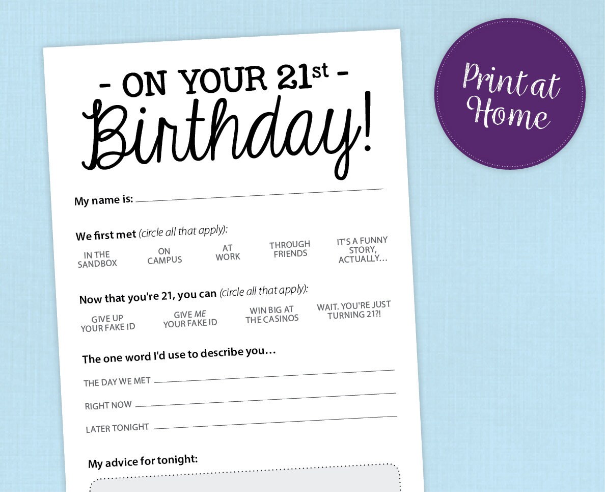 Funny 21st Birthday Party Game Card Printable PDF Milestone - Etsy Israel