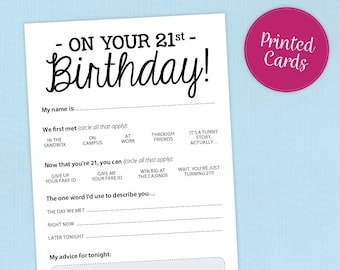 21st Birthday Party Game Card, 25 Funny Printed Cards