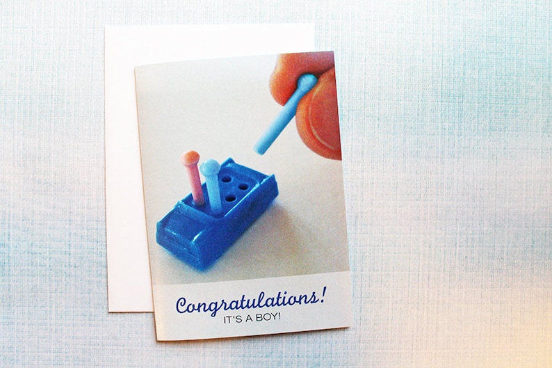 Game of Life Card, Baby Boy Funny Congratulations Card image 1