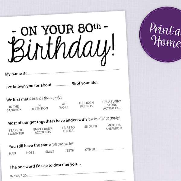 80th Birthday Party Games - Etsy