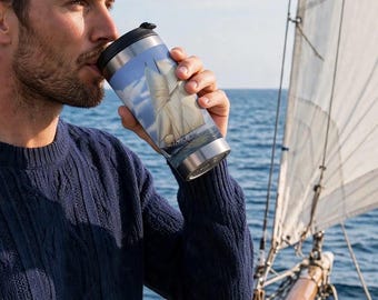 Bluenose II: Tazza da viaggio in acciaio inossidabile / Scena di barca a vela sull'oceano, bicchiere nautico per bevande
