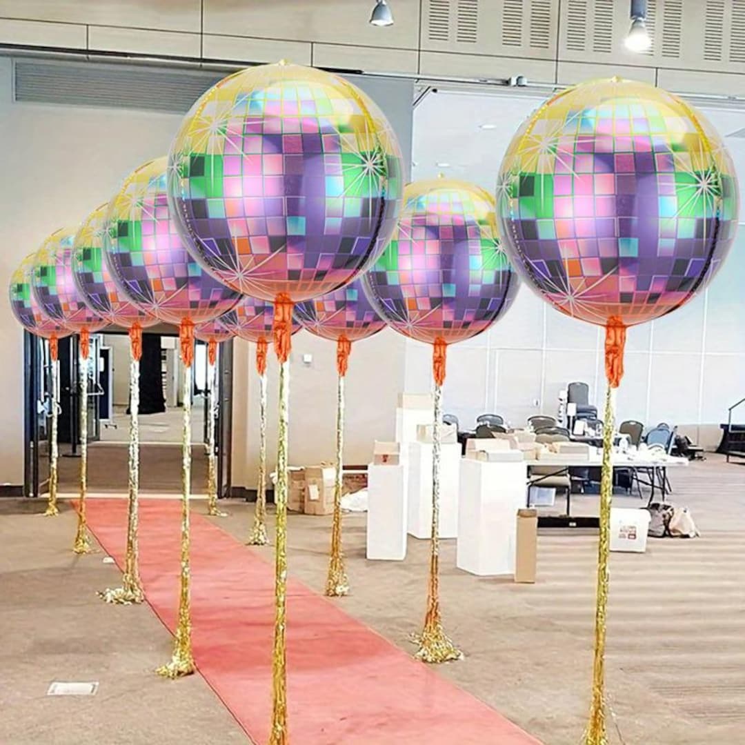 Noen Color Rocks 3/6pcs Disco Balloons Aluminum Film Balloons for Neon Themed 70s 80s ...