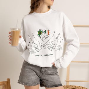 Felpa personalizzata con due bandiere e cuore, regalo per coppie amanti del country, maglione per relazioni multiculturali
