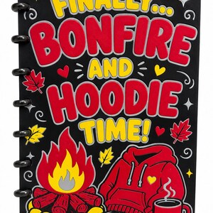 Bonfire & Hoodie Time Mini Binder | Cozy Fall Notebook | Autumn Journal | Campfire Lover Gift | Refillable 8 Ring Binder