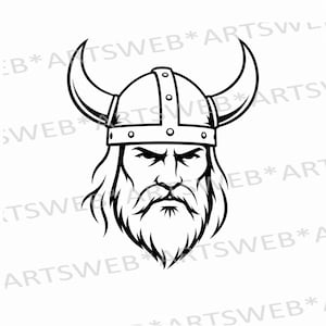 Viking SVG PNG Nordisk Vikinghuvud Digital Nedladdning Viking Cricut Cut-fil Nordisk Krigare Clipart Vikinghjälm SVG