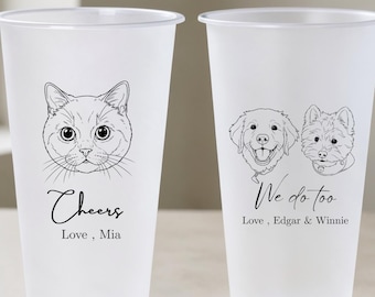 Personalized Pet Portrait Cup, Custom Dog or Cat Cup, Frosted Drinkware, Custom Pet Drink Cup, Pet Lover Gift, Dog Mom Gift