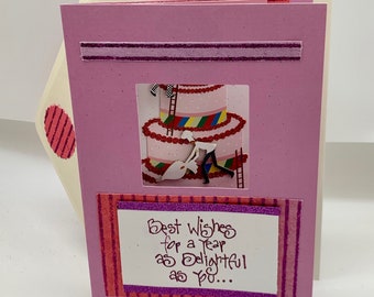 Girl Birthday Greeting Card with Matching Lined Envelope