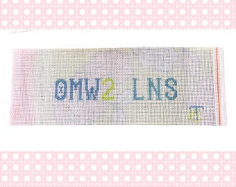OMW2 LNS Needlepoint Key Fob Canvas – Light Blue & Green – Beginner-Friendly