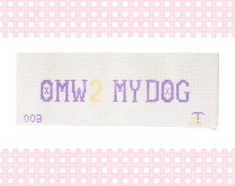 OMW2 MYDOG Needlepoint Key Fob Canvas – Purple & Yellow – Beginner-Friendly