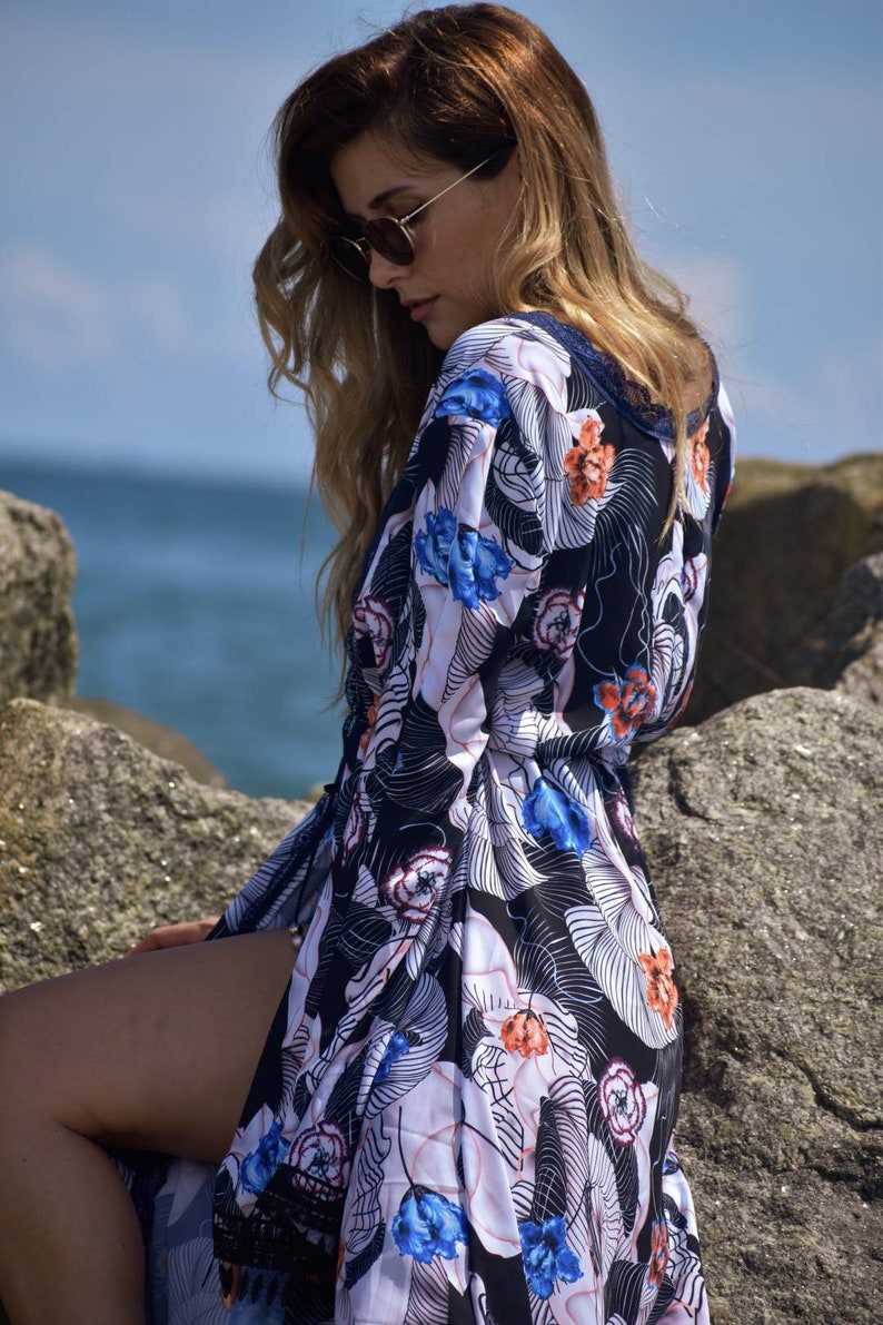 Swimsuit Cover Dressing Gown Chiffon Robe Long Robe With Train Elegant Robe Lingerie Silky Chiffon Robe Multi Color Chiffon Cover Up