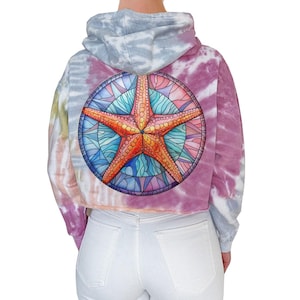 Earth Tone Tie Dye Hoodie: Starfish Art, Organic Cotton