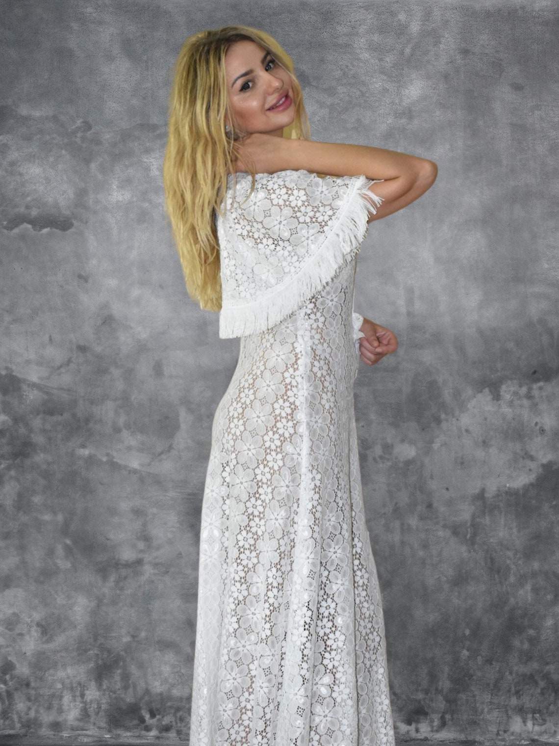 White Lace Bridal Gown Bridal Robe Boudoir Lace Dress | Etsy