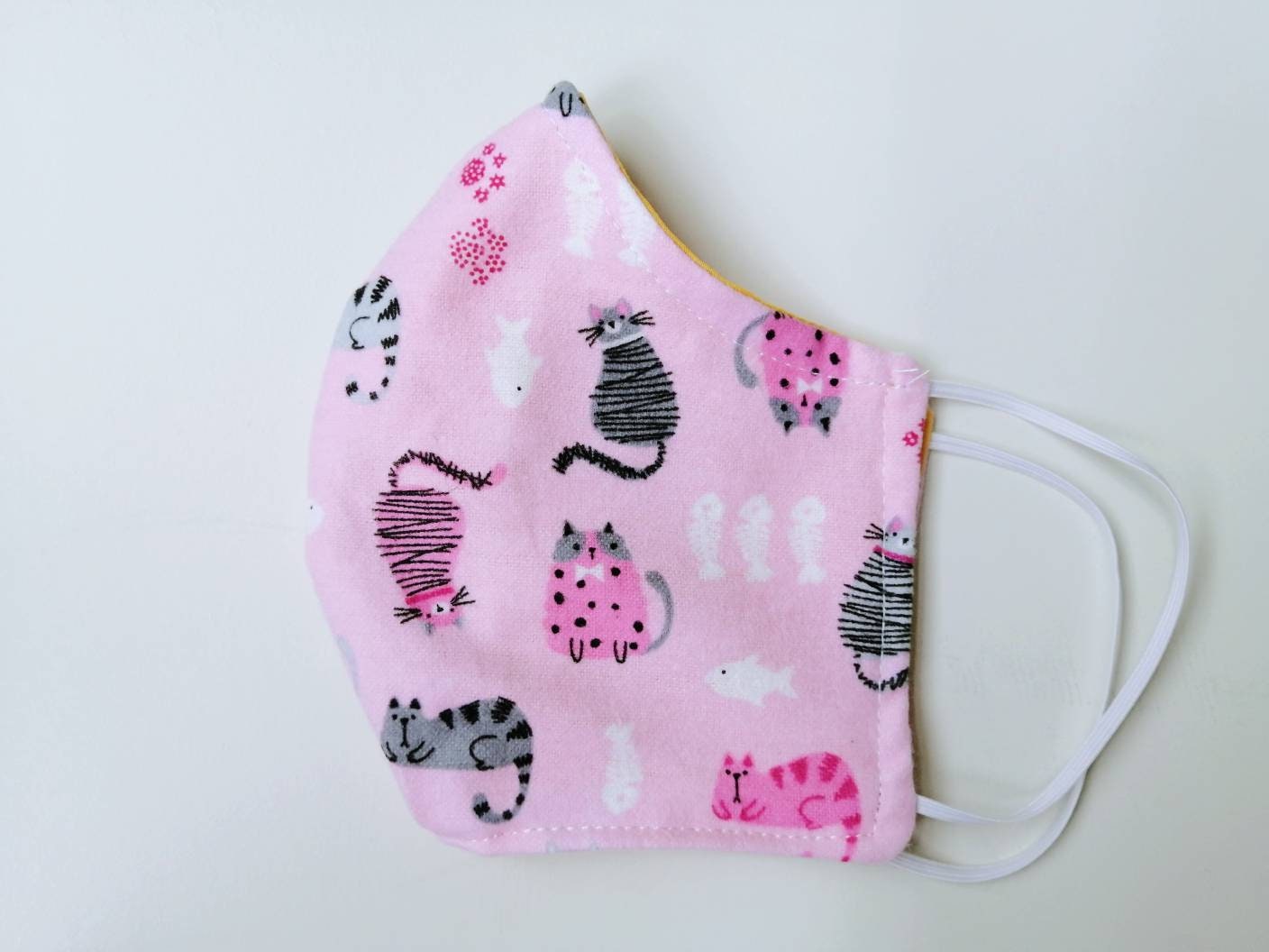 Fashionable Face Mask Made in USA Pink Black Kitty Cat Print Etsy