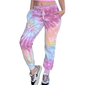 Tie Dye Joggers in Pastel Colors, Earth Tone Sweatpants, Lounge Pants