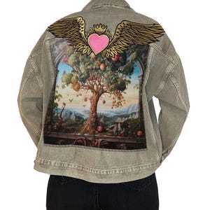 Tree Design Track Jacket Oversized Denim Jacket With Tree of Life Patch Artwork - Etsy