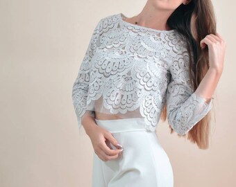 Silver Lace Top - Etsy