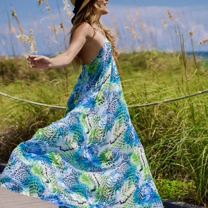 Boho Beach Dress With CrissCross Neck Maxi Summer Dress, Maxi Silky Dress Sleeveless, Bohemian Dress, Plus Size Dress, Summer Dress image 2