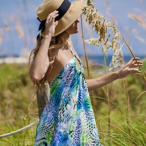 Boho Beach Dress With CrissCross Neck Maxi Summer Dress, Maxi Silky Dress Sleeveless, Bohemian Dress, Plus Size Dress, Summer Dress image 5