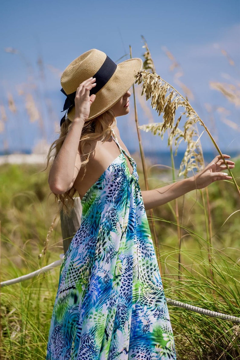 Boho Beach Dress With CrissCross Neck Maxi Summer Dress, Maxi Silky Dress Sleeveless, Bohemian Dress, Plus Size Dress, Summer Dress image 5