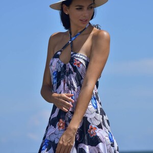 Boho Neckholder Maxi Kleid : Seidiger Chiffon CrissCross Ausschnitt