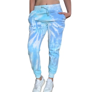 Tie Dye Joggers in Pastel Colors, Blue Tie Dye Sweatpants, Lounge Pants