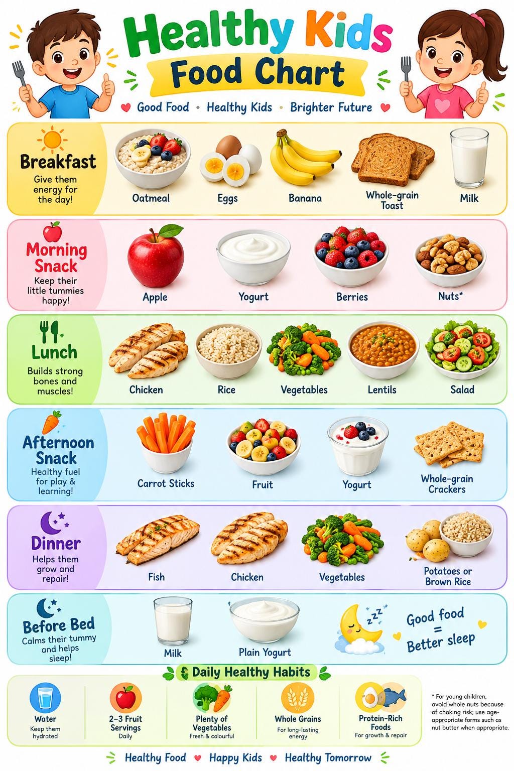 Healthy Kids Food Chart Printable Nutrition Poster, Meal Planner (Digital Download)
