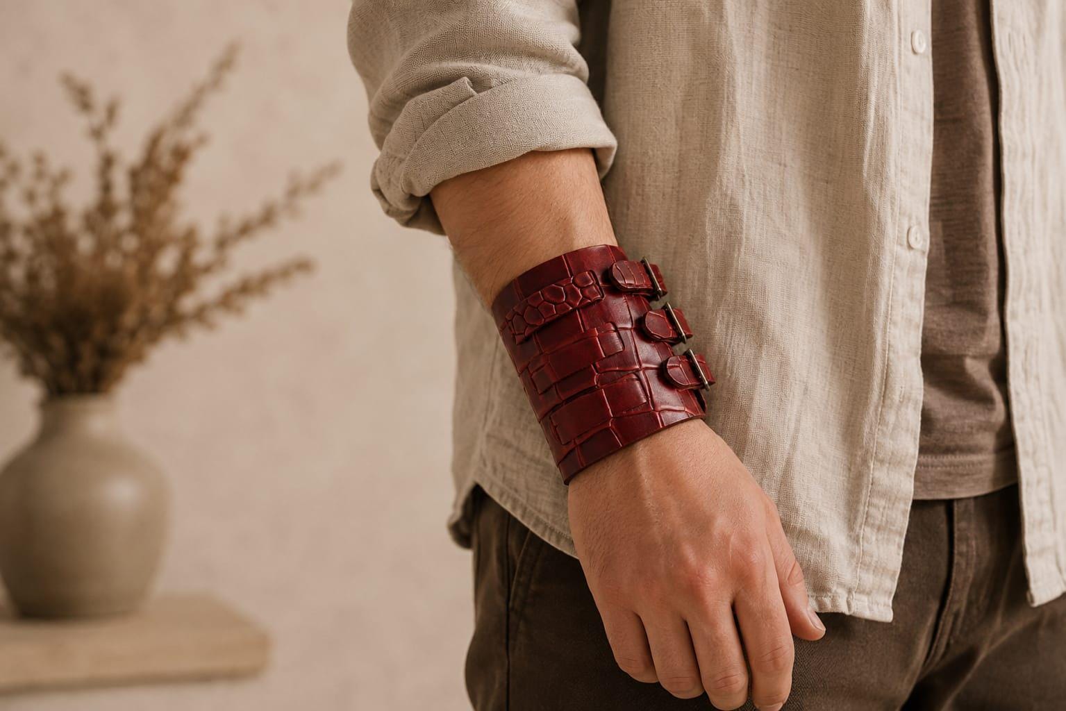 Crocodile Leather Bracelet - Etsy