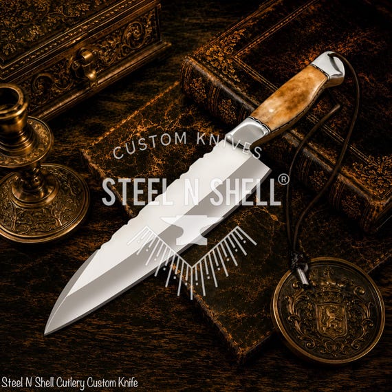 Full Tang D2 Steel Chef Knife | Handmade Culinary Cleaver with Leather Sheath