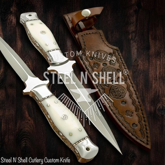 Custom Handmade D2 Steel Camping and Utility Knife with Acrylic Handle and Bolster