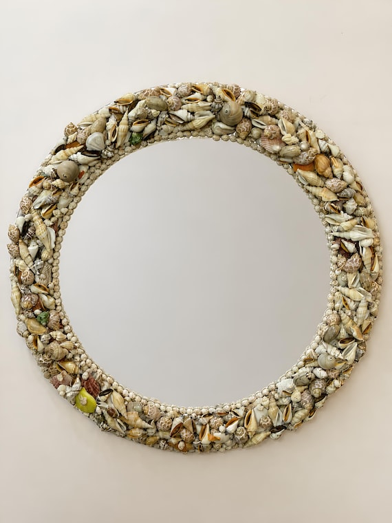 Handmade: Seashell Mirror Coastal Wall Decor,  (2x2 ft)