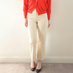 1970s Dana Cote D'Azur Ivory Wool Pants Size 12, 28.5" Waist | Saks Fifth Avenue Potpourri, Made in France, Woolmark