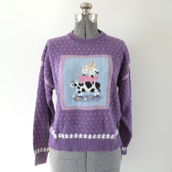 1980s-90s Northern Isles Petites Purple Cotton Ra… - image 1
